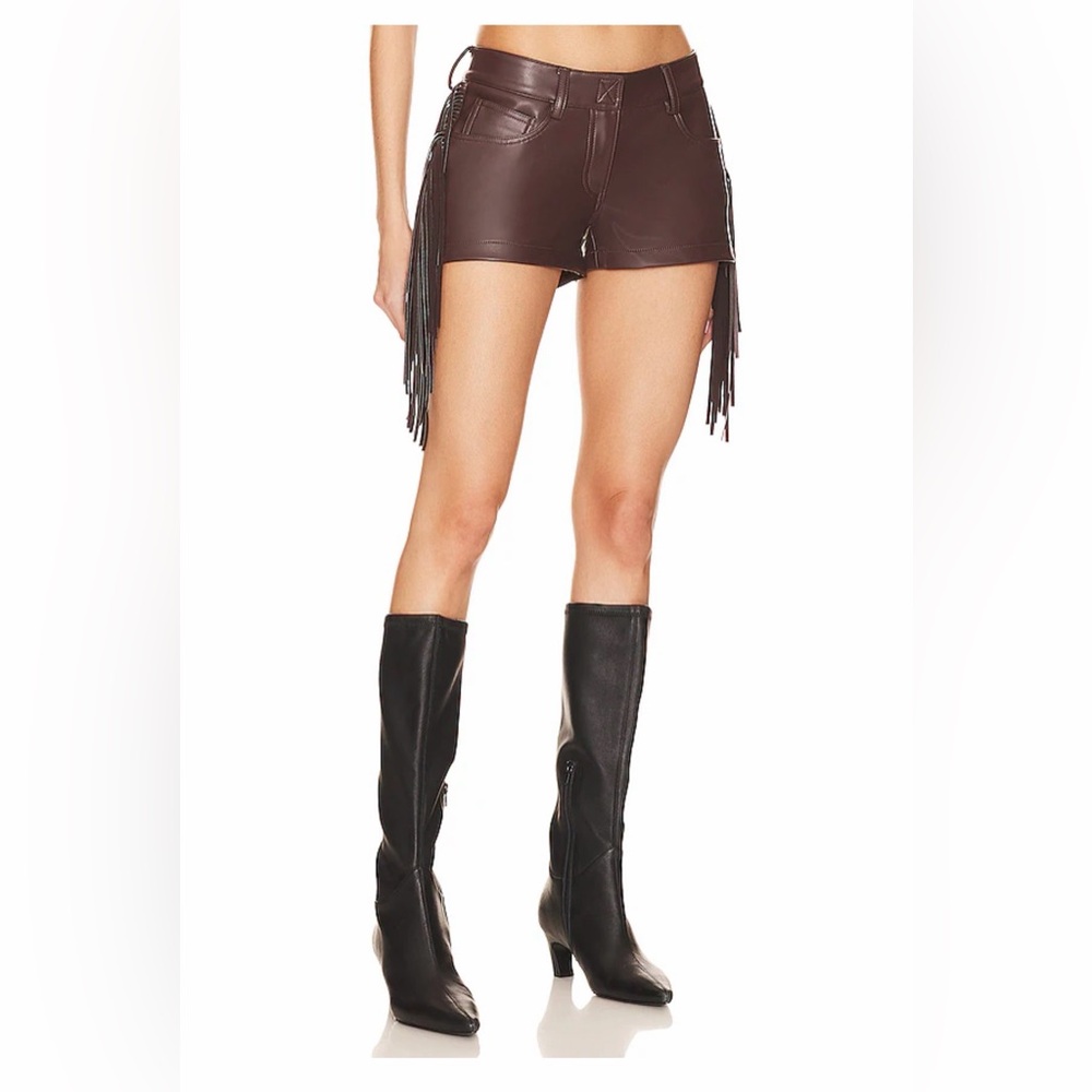 NWT Norma Kamali REVOLVE Fringe Short in Chocolate, size XS/29